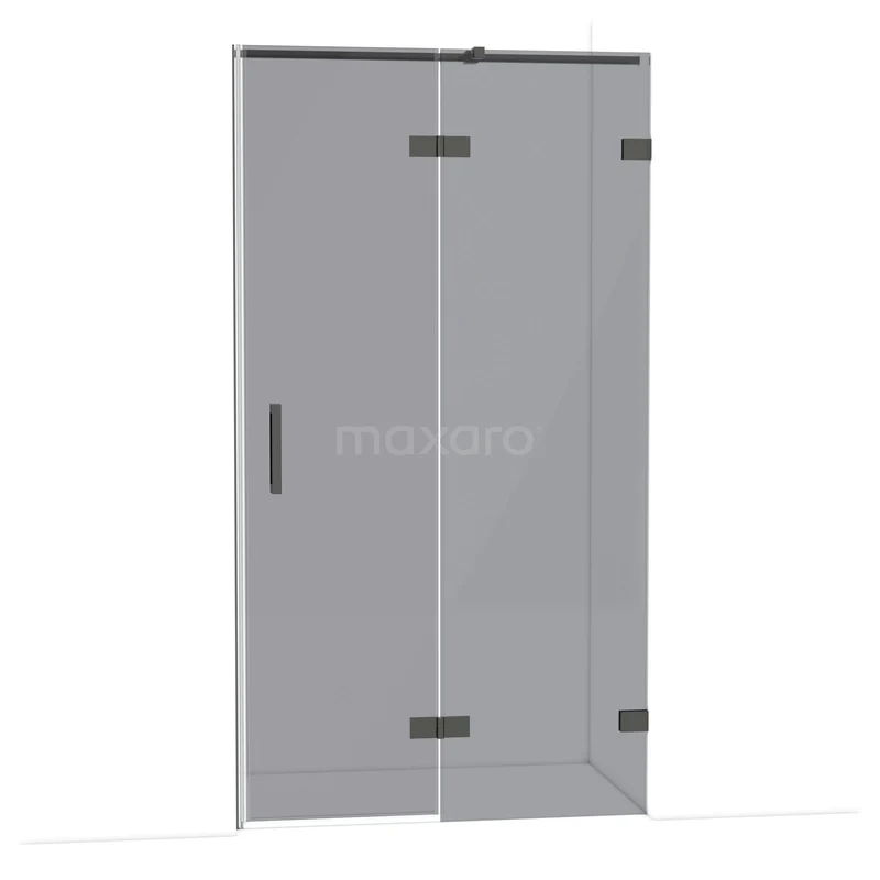 Diamond Douchedeur | 110 cm Zwart chroom Rookglas Draaideur DDB22651321BC Glazen douchedeur met matzwarte accenten, strakke vormgeving; ideaal als moderne badkameroplossing.