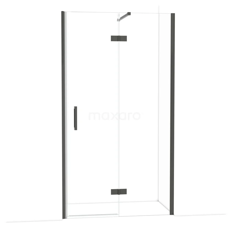 Diamond Douchedeur | 110 cm Zwart chroom Helder glas Draaideur DDB22652110BC Hoekdouchecabine met helder glas, zwart frame en draaideur, ideaal voor een moderne badkamer.
