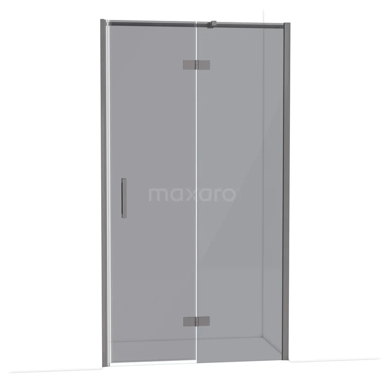 Diamond Douchedeur | 110 cm Zwart metaal Rookglas Draaideur DDB22652311ZM Douchedeur met strak design, helder glas en chromen scharnieren, ideaal voor moderne badkamers.