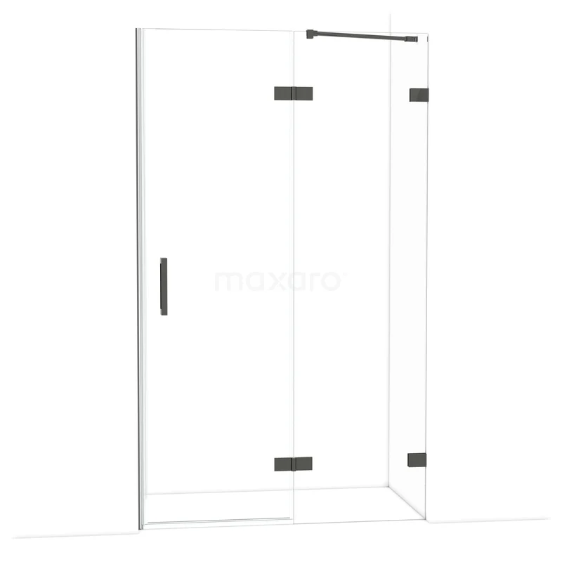 Diamond Douchedeur | 120 cm Zwart chroom Helder glas Draaideur DDB22661220BC Douchecabine helder glas, hoekinstap, modern RVS scharnieren, ideaal voor luxe badkamer.
