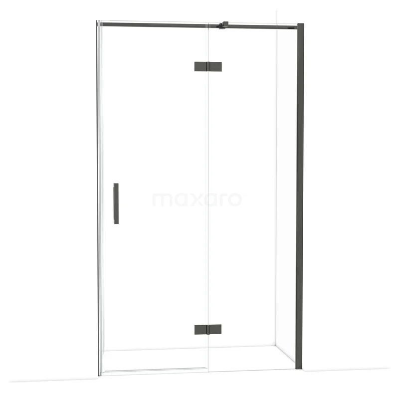 Diamond Shower door | 120 cm Black chrome Clear glass Pivot door DDB22661310BCN Douchedeur met strak zwart frame, helder glas en handgreep, ideaal voor een moderne badkamer.