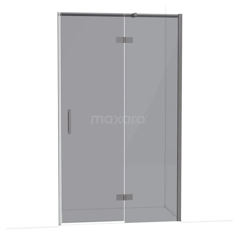 Diamond Douchedeur | 120 cm Zwart metaal Rookglas Draaideur DDB22661311ZMN Glazen douchedeur met mat zwarte accenten, strak design en minimalistische handgreep, ideaal voor een moderne badkamer.
