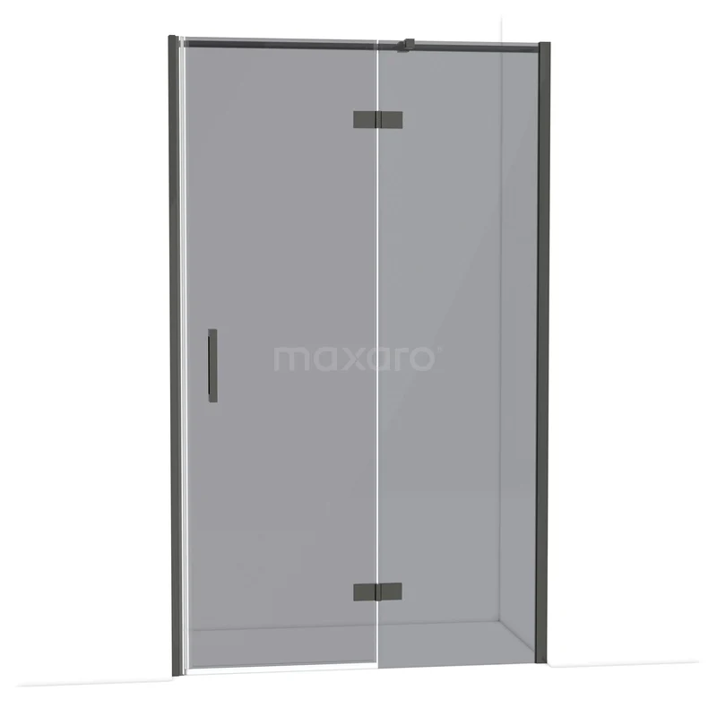 Diamond Douchedeur | 120 cm Zwart chroom Rookglas Draaideur DDB22662311BC Douchedeur met helder glas, mat zwarte profielen, draaibaar design. Perfect voor een moderne badkamer inrichting.