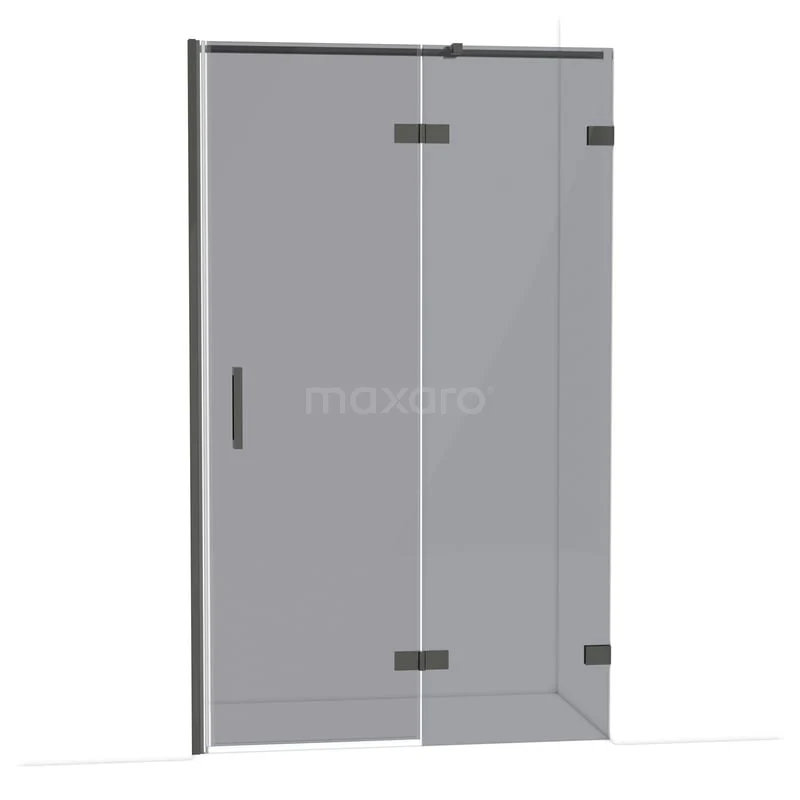 Diamond Douchedeur | 120 cm Zwart chroom Rookglas Draaideur DDB22662321BC Douchedeur met mat zwart frame, helderglas en scharnieren, ideaal voor een moderne badkamer.