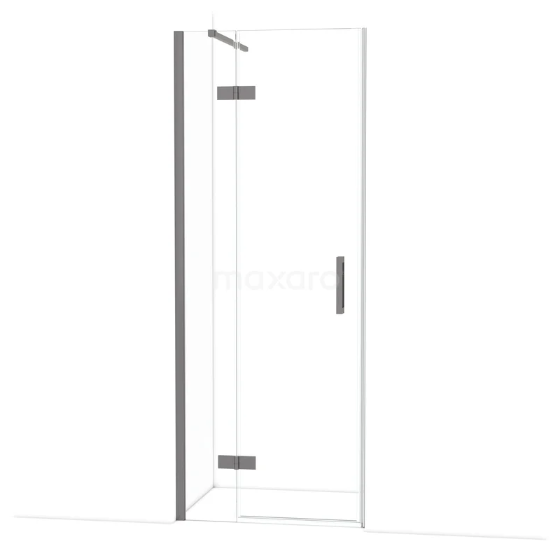 Diamond Douchedeur | 80 cm Zwart metaal Helder glas Draaideur DDB21351110ZMN Glazen douchedeur met chroom scharnieren, strak design, ideaal voor moderne badkamerinrichting.