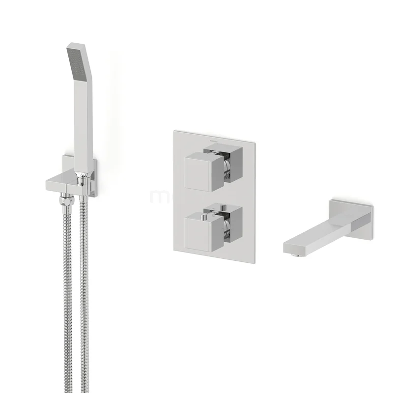 Cubic Inbouw badkranenset | Chroom Thermostaatkraan met handdouche 1 stand CIC23-00025 Cubic Inbouw badkranenset | Chroom Thermostaatkraan met handdouche 1 stand CIC23-00025