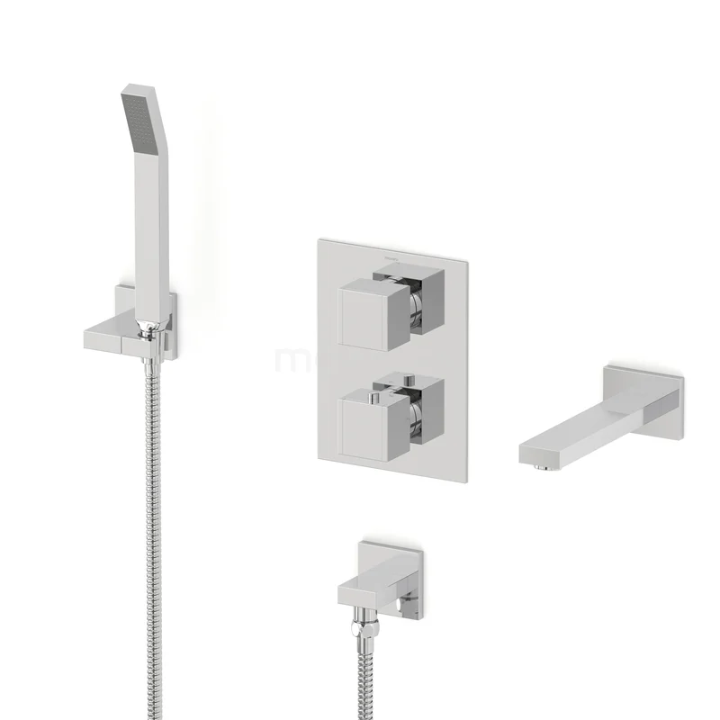 Cubic Inbouw badkranenset | Chroom Thermostaatkraan met handdouche 1 stand CIC23-00033 Cubic Inbouw badkranenset | Chroom Thermostaatkraan met handdouche 1 stand CIC23-00033