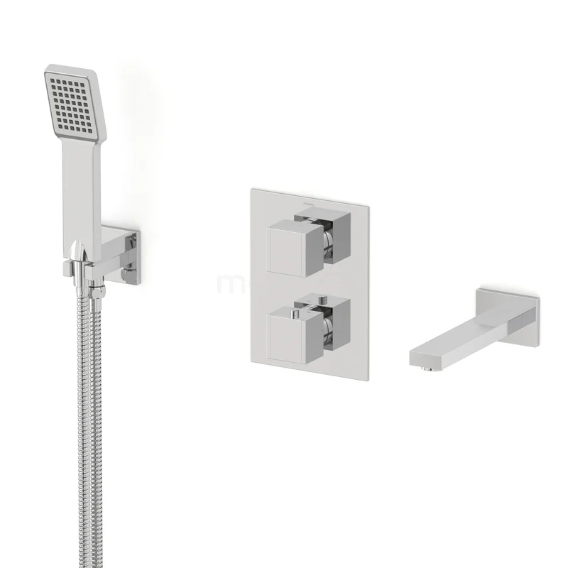 Cubic Inbouw badkranenset | Chroom Thermostaatkraan met handdouche 1 stand CIC23-00041 Cubic Inbouw badkranenset | Chroom Thermostaatkraan met handdouche 1 stand CIC23-00041