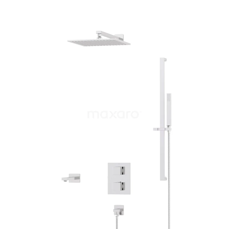 Cubic Inbouw Badkraan met regendouche | Chroom Thermostatisch DIC23-00070 Cubic Inbouw Badkraan met regendouche | Chroom Thermostatisch DIC23-00070