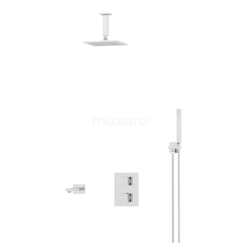 Cubic Inbouw Badkraan met regendouche | Chroom Thermostatisch DIC23-00010 Cubic Inbouw Badkraan met regendouche | Chroom Thermostatisch DIC23-00010