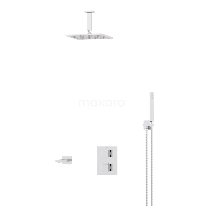 Cubic Inbouw Badkraan met regendouche | Chroom Thermostatisch DIC23-00013 Cubic Inbouw Badkraan met regendouche | Chroom Thermostatisch DIC23-00013
