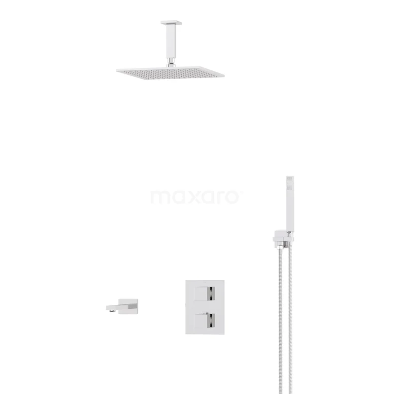 Cubic Inbouw Badkraan met regendouche | Chroom Thermostatisch DIC23-00016 Cubic Inbouw Badkraan met regendouche | Chroom Thermostatisch DIC23-00016