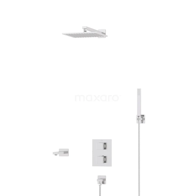 Cubic Inbouw Badkraan met regendouche | Chroom Thermostatisch DIC23-00046 Cubic Inbouw Badkraan met regendouche | Chroom Thermostatisch DIC23-00046