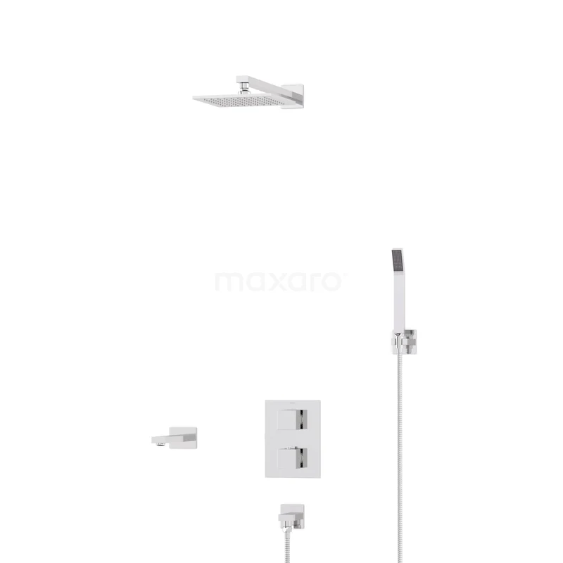 Cubic Inbouw Badkraan met regendouche | Chroom Thermostatisch DIC23-00148 Cubic Inbouw Badkraan met regendouche | Chroom Thermostatisch DIC23-00148