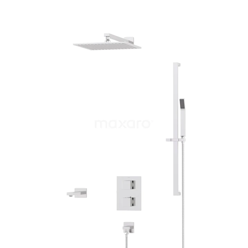 Cubic Inbouw Badkraan met regendouche | Chroom Thermostatisch DIC23-00196 Cubic Inbouw Badkraan met regendouche | Chroom Thermostatisch DIC23-00196