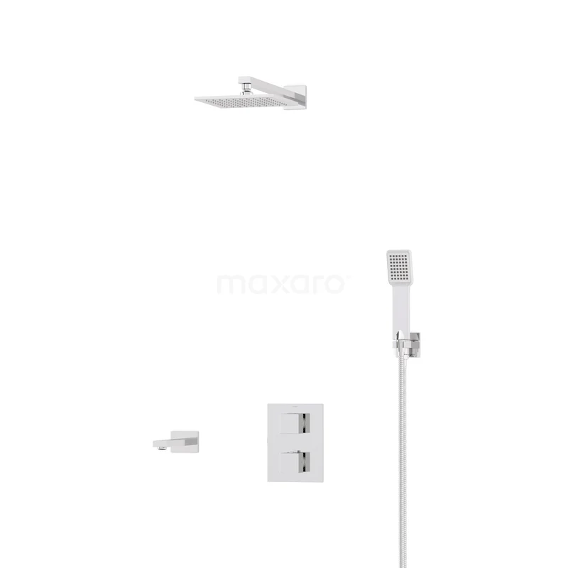 Cubic Inbouw Badkraan met regendouche | Chroom Thermostatisch DIC23-00232 Cubic Inbouw Badkraan met regendouche | Chroom Thermostatisch DIC23-00232