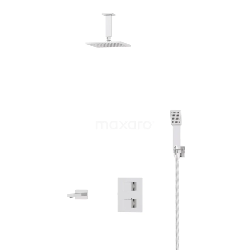 Cubic Inbouw Badkraan met regendouche | Chroom Thermostatisch DIC23-00241 Cubic Inbouw Badkraan met regendouche | Chroom Thermostatisch DIC23-00241