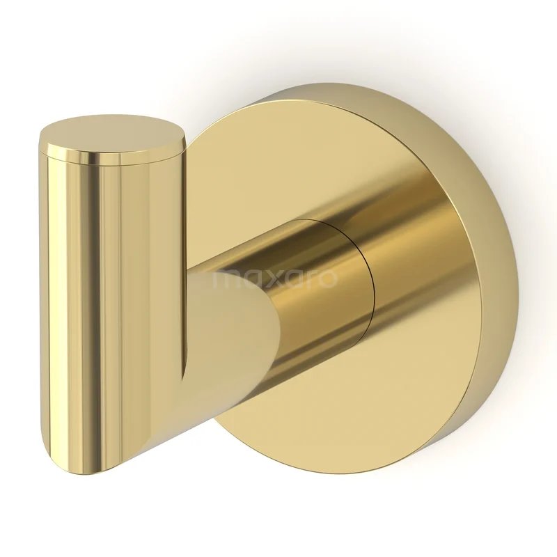 Radius Towel Hook | Shiny Light Gold 150-0601GLG Gold-coloured bathroom eye hook made of metal with a modern design, ideal for towels and accessories in the bathroom.
