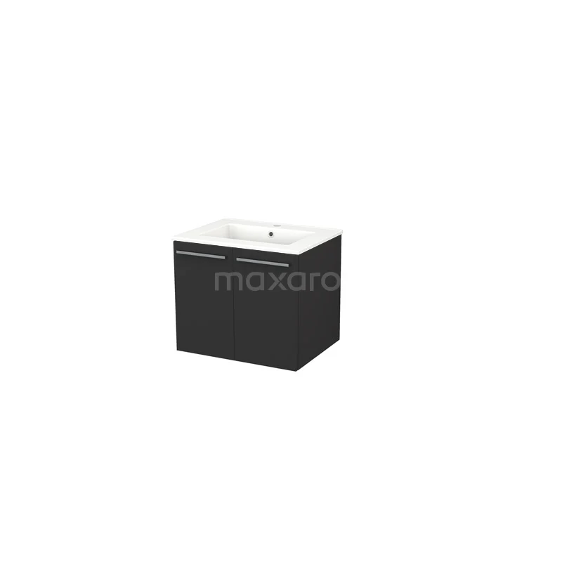 Box Badkamermeubel met wastafel | 60 cm Zwart front Keramiek 2 deuren BMW27-00001