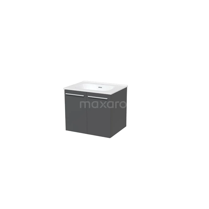 Box Vanity units with basin | 60 cm Grey front Ceramic 2 doors BMW27-00008