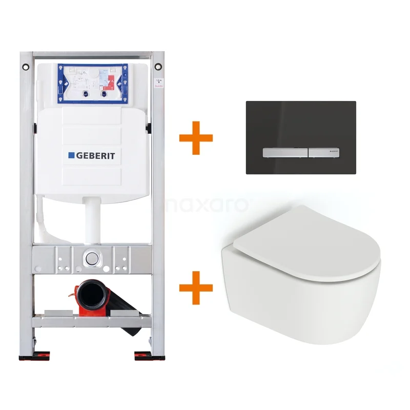 Toiletset Mat wit zonder Spoelrand + Geberit UP320 inbouwreservoir met geluidsisolatie TOI656 Toiletset Mat wit zonder Spoelrand + Geberit UP320 inbouwreservoir met geluidsisolatie TOI656