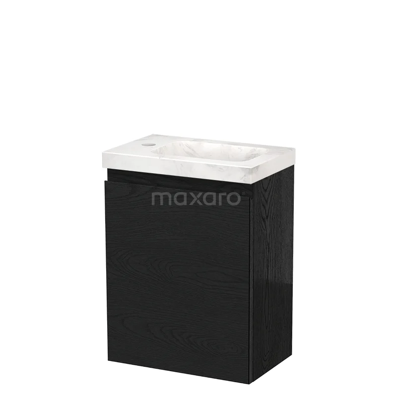 Modulo Pico Toilet unit with basin | 40 cm Black oak Handleless front White marble basin Natural stone TMW10-00577 Modulo Pico Toilet unit with basin | 40 cm Black oak Handleless front White marble basin Natural stone TMW10-00577