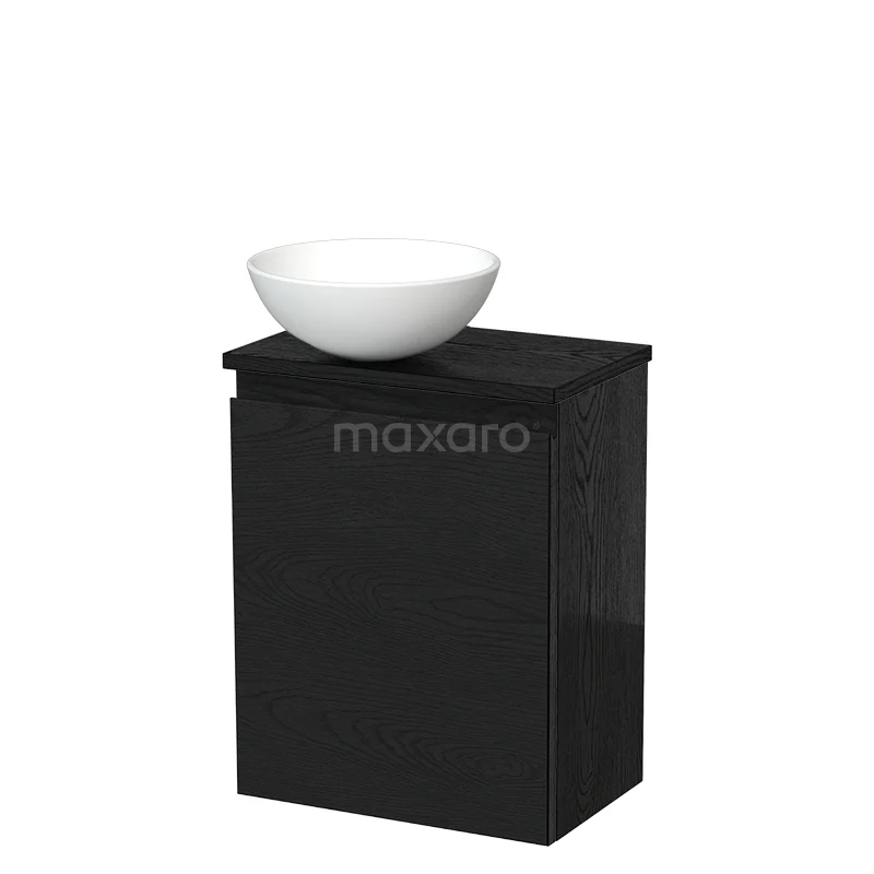 Toiletmeubel met waskom | 41 cm Zwart eiken Greeploos front Mat wit Keramiek waskom Zwart eiken blad TMK10-13609 Toiletmeubel met waskom | 41 cm Zwart eiken Greeploos front Mat wit Keramiek waskom Zwart eiken blad TMK10-13609