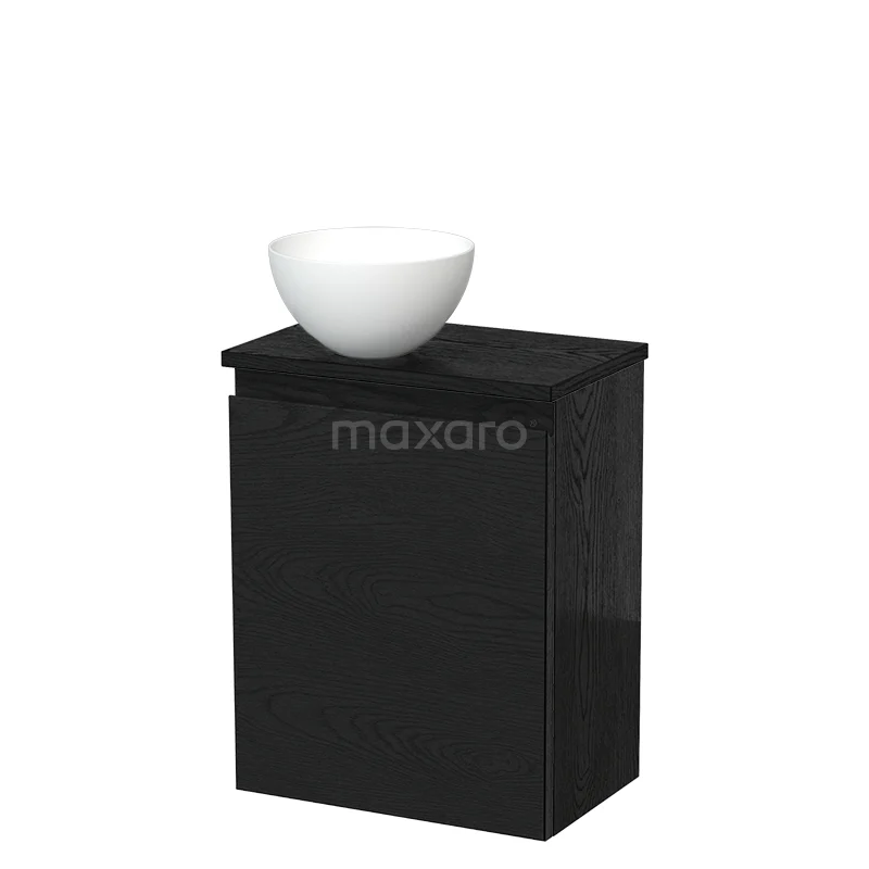 WC-Möbel mit Aufsatzwaschbecken | 41 cm Schwarze Eiche Grifflose Front Matt Weiß Aufsatzwaschbecken Schwarze Eiche Platte TMK10-13612 WC-Möbel mit Aufsatzwaschbecken | 41 cm Schwarze Eiche Grifflose Front Matt Weiß Aufsatzwaschbecken Schwarze Eiche Platte TMK10-13612