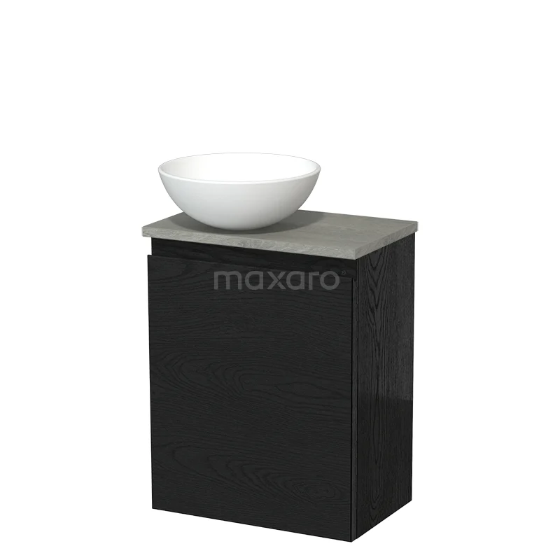 WC-Möbel mit Aufsatzwaschbecken | 41 cm Schwarze Eiche Grifflose Front Matt Weiß Keramik-Aufsatzwaschbecken Graue Eiche TMK10-13687 WC-Möbel mit Aufsatzwaschbecken | 41 cm Schwarze Eiche Grifflose Front Matt Weiß Keramik-Aufsatzwaschbecken Graue Eiche TMK10-13687