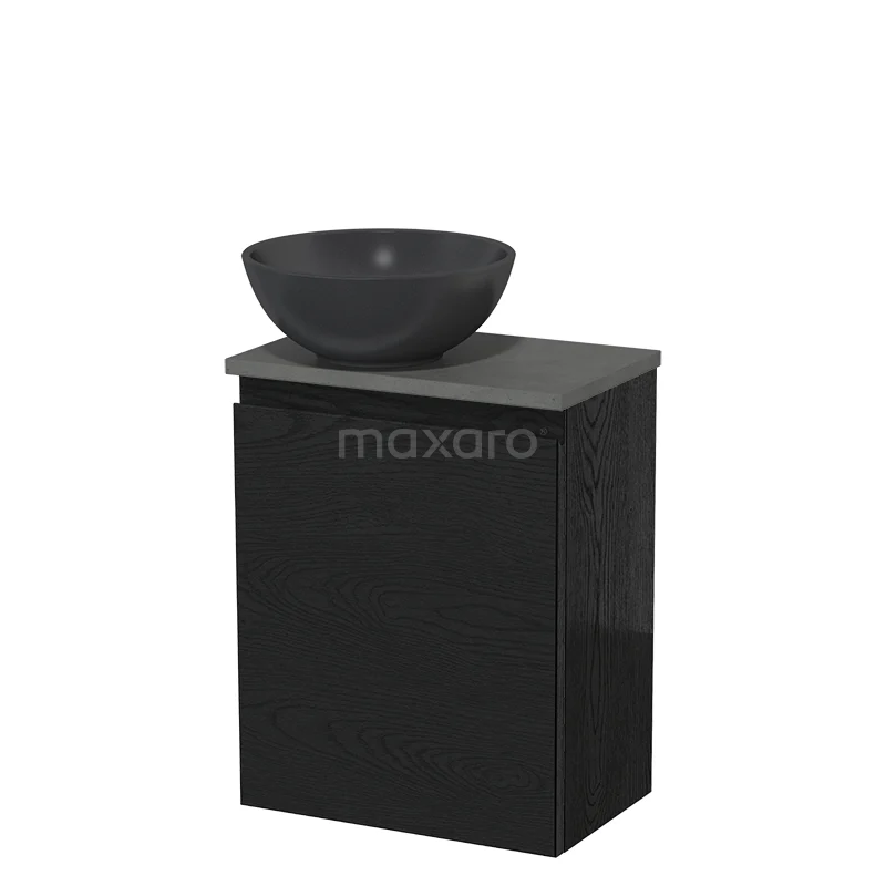 Countertop wash basin | 41 cm Black oak Handleless front Matte black Quartz worktop Dark grey concrete Fronts TMK10-13722 Countertop wash basin | 41 cm Black oak Handleless front Matte black Quartz worktop Dark grey concrete Fronts TMK10-13722