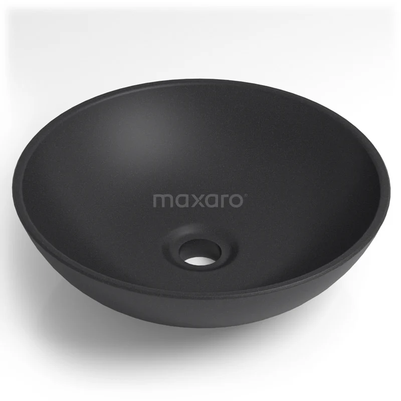 Countertop wash basin Quarto Quartz Matte Black 38x12cm Round Q120-0040