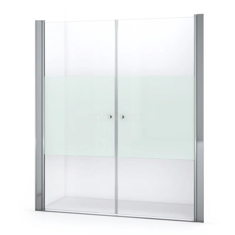 Zircon Comfort Shower door | 180 cm Chrome Clear with matt strip Bi-fold door S0422-1800N