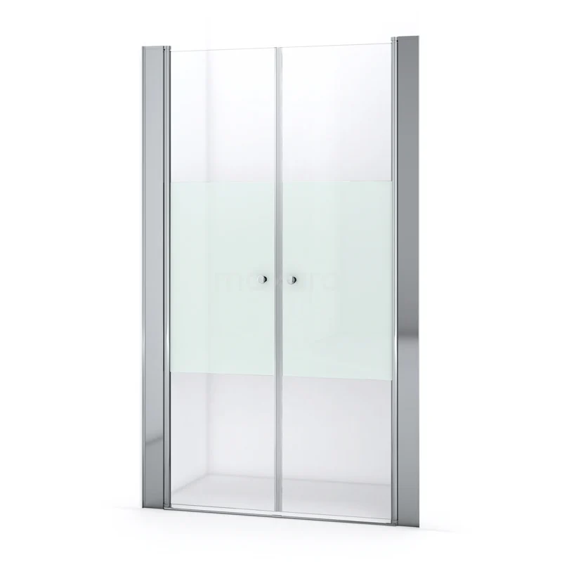 Duschtür Zircon Comfort 125cm aus klarem Sicherheitsglas mit mattem Streifen Chrom S0432-1250N Duschkabine mit Schiebetüren, Klarglas mit mattem Profil, ideal für eine moderne Badezimmergestaltung.