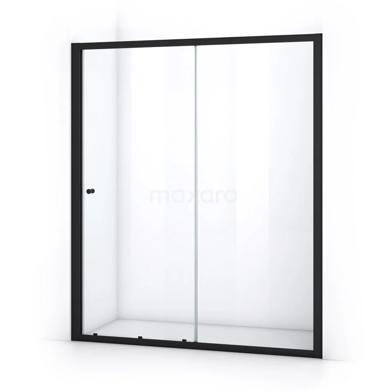 Ruby Allure Shower door | 160 cm Matte black Clear glass Sliding door S0850-1600MN Shower screen with sliding door, black frame, clear glass, ideal for modern bathrooms, Series Milano, durable and stylish.