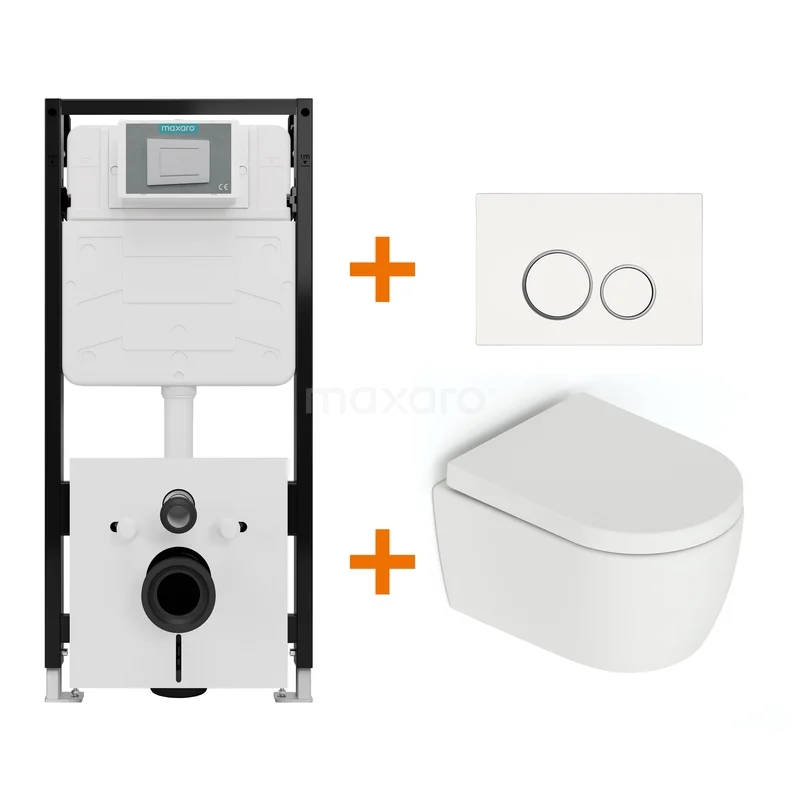 Toilet set Mat white without rim + Maxaro Flush Slim Pro concealed cistern with sound insulation TOI4372 TOI4372_Hw.jpg