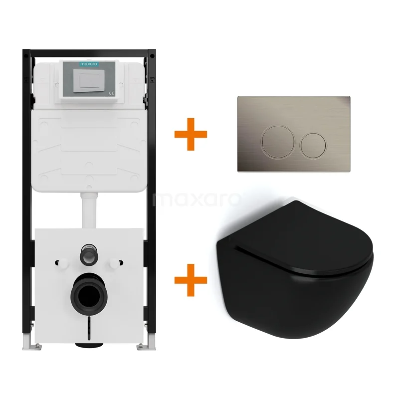Toiletsets Mat zwart zonder Spoelrand + Maxaro Flush Slim Pro inbouwreservoir met geluidsisolatie TOI4391 TOI4391_Hw.jpg