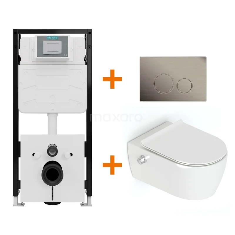 Toiletsets Hoogglans wit Bidet zonder Spoelrand + Maxaro Flush Slim Pro inbouwreservoir met geluidsisolatie TOI4415 TOI4415_Hw.jpg