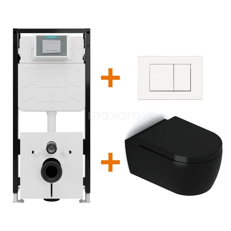 Toiletset Mat zwart met Spoelrand + Maxaro Flush Slim Pro inbouwreservoir met geluidsisolatie TOI4312 TOI4312_Hw.jpg