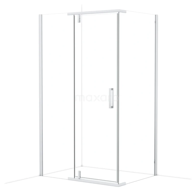 Topaz Duschkabine | 120x90 cm Chrom Drehtür Rechteck L6405_1209NC Moderne weiße Duschkabine mit gläserner Schiebetür und Chromgriff, perfekt für ein stilvolles Badezimmer.