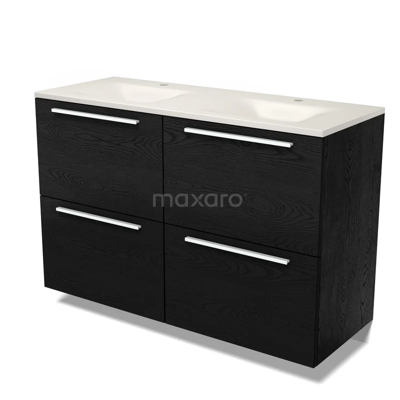 Modulo Bathroom furniture with sink | 120 cm Black oak Flat front Solid surface 4 high drawers BMW14-00840 Modulo Bathroom furniture with sink | 120 cm Black oak Flat front Solid surface 4 high drawers BMW14-00840