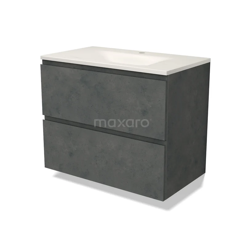 Modulo Waschtische | 80 cm Dunkelgrauer Beton Grifflos front Solid Surface 2 übereinanderliegende Schubladen BMW17-05838 Modulo Waschtische | 80 cm Dunkelgrauer Beton Grifflos front Solid Surface 2 übereinanderliegende Schubladen BMW17-05838