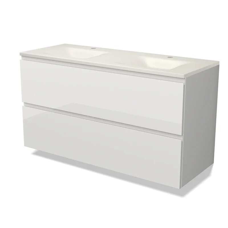 Modulo Waschtische | 120 cm Hochglanz Weiß Grifflos front Solid Surface 2 übereinanderliegende Schubladen BMW17-05928 Modulo Waschtische | 120 cm Hochglanz Weiß Grifflos front Solid Surface 2 übereinanderliegende Schubladen BMW17-05928
