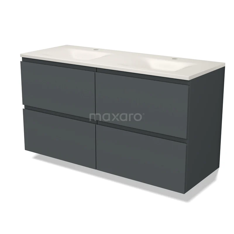 Modulo Badkamermeubel met wastafel | 120 cm Donkergrijs Greeploos front Solid surface 4 lades BMW18-01390 Modulo Badkamermeubel met wastafel | 120 cm Donkergrijs Greeploos front Solid surface 4 lades BMW18-01390