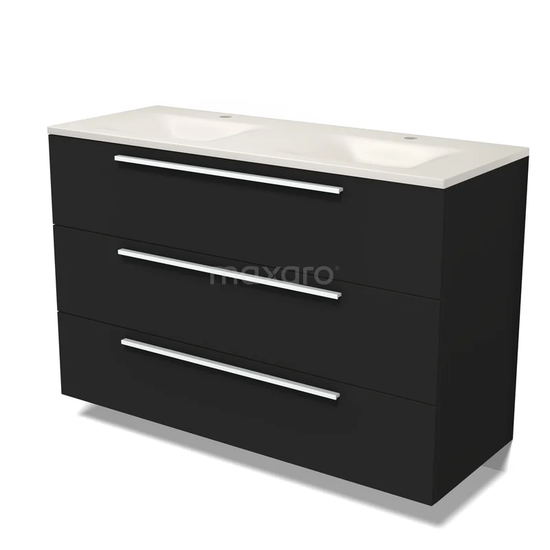 Modulo Waschtische | 120 cm Matt Schwarz Flach front Solid Surface 3 Schubladen BMW19-03104 Modulo Waschtische | 120 cm Matt Schwarz Flach front Solid Surface 3 Schubladen BMW19-03104