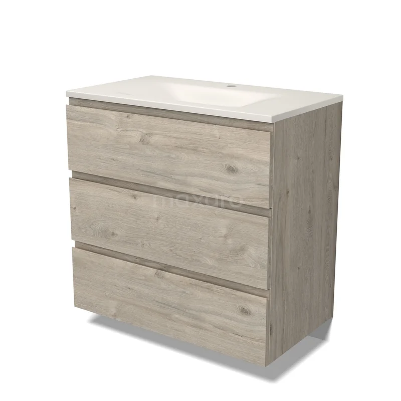 Modulo Waschtische | 80 cm Hellgraue Eiche Grifflos front Solid Surface 3 Schubladen BMW19-03131 Modulo Waschtische | 80 cm Hellgraue Eiche Grifflos front Solid Surface 3 Schubladen BMW19-03131