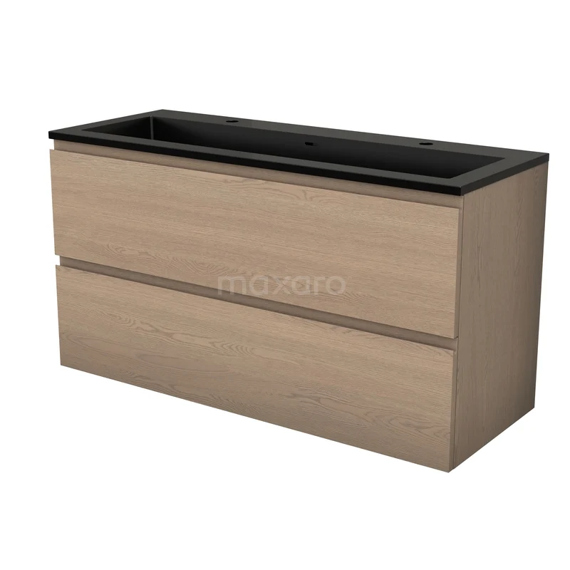 Modulo Plus Badkamermeubel met wastafel | 120 cm Naturel eik Greeploos front Quartz 2 lades onder elkaar BMW47-00196 Modulo Plus Badkamermeubel met wastafel | 120 cm Naturel eik Greeploos front Quartz 2 lades onder elkaar BMW47-00196