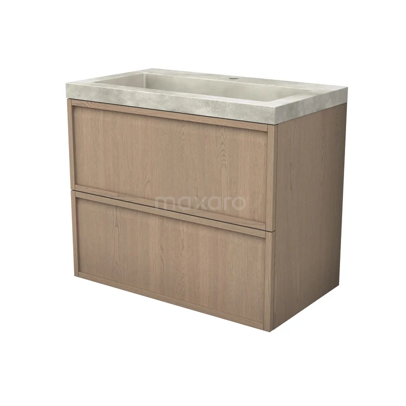Modulo Plus Bathroom furniture with sink | 80 cm Natural oak Framework front Concrete 2 Stacked drawers BMW47-00058 Modulo Plus Bathroom furniture with sink | 80 cm Natural oak Framework front Concrete 2 Stacked drawers BMW47-00058
