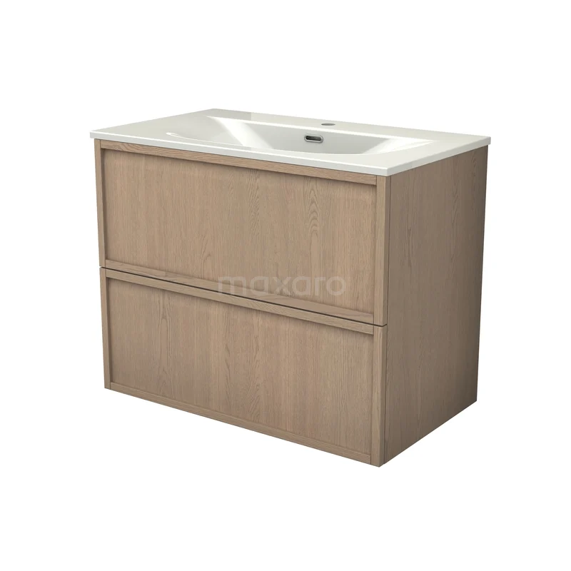 Modulo Plus Bathroom furniture with sink | 80 cm Natural oak Framework front Ceramic 2 Stacked drawers BMW47-00064 Modulo Plus Bathroom furniture with sink | 80 cm Natural oak Framework front Ceramic 2 Stacked drawers BMW47-00064