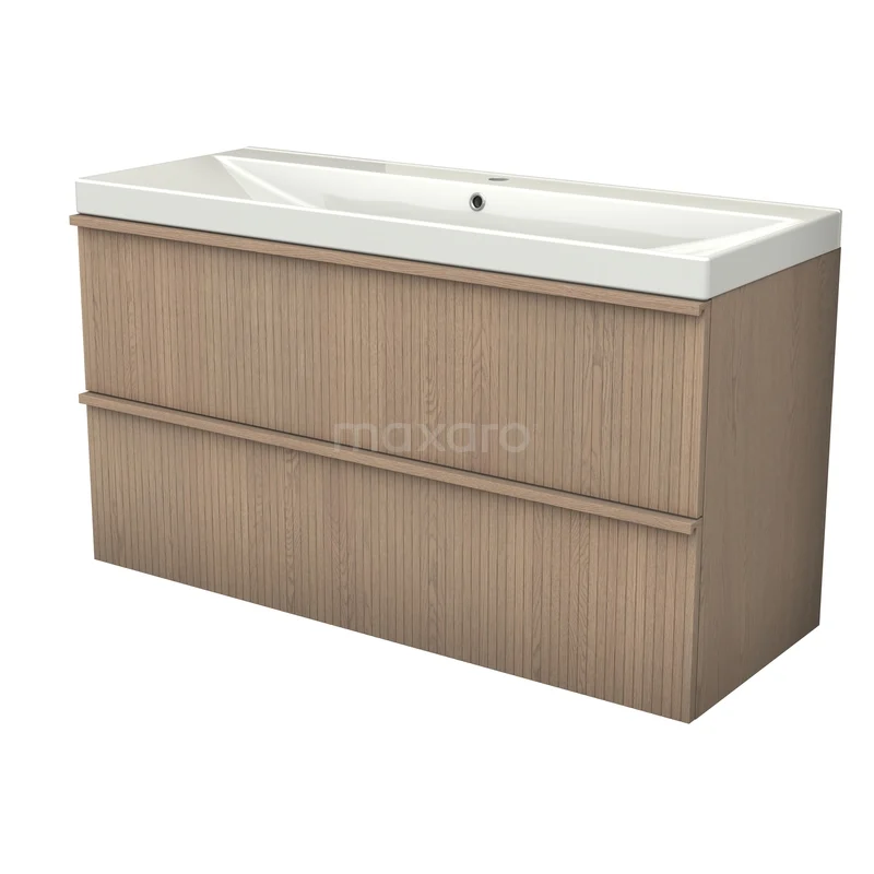 Modulo Plus Bathroom furniture with sink | 120 cm Natural oak Ribbing front Ceramic 2 Stacked drawers BMW47-00212 Modulo Plus Bathroom furniture with sink | 120 cm Natural oak Ribbing front Ceramic 2 Stacked drawers BMW47-00212