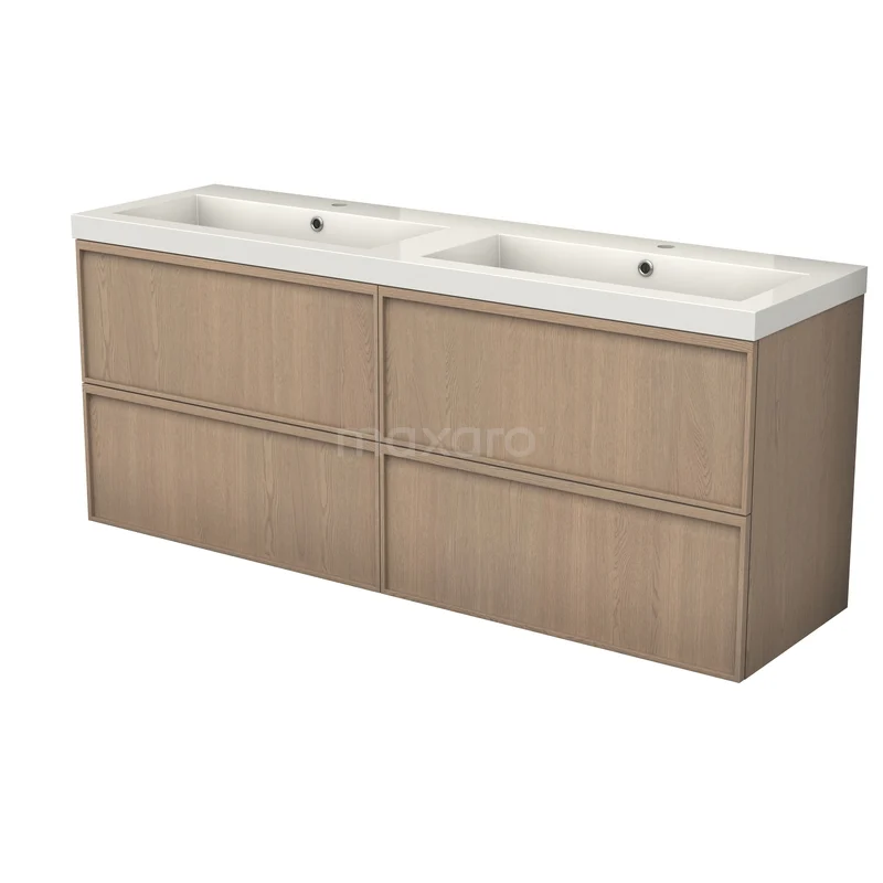 Modulo Plus Bathroom furniture with sink | 160 cm Natural oak Ledge front Mineral marble 4 drawers BMW48-00005 Modulo Plus Bathroom furniture with sink | 160 cm Natural oak Ledge front Mineral marble 4 drawers BMW48-00005